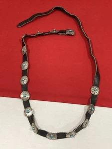 Fibbia cintura vintage DC Thomas Navajo donna argento sterling turchese concho - Foto 1 di 24