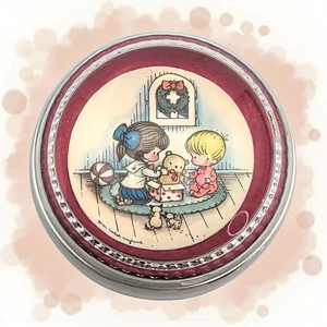 Joan Walsh Anglund Natale Cupola di Vetro Fermacarte Vintage Bambini e Orsacchiotto - Foto 1 di 6