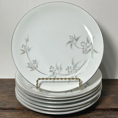 Juego de 7 platos de ensalada Grace China Alyson 566 porcelana fina borde plateado floral Foto 1 de 4