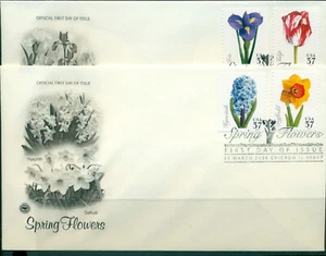 Juego de 2 FDC 2005 - Scott # 3900-03 - flores de primavera - pieza Cachet UA - Imagen 1 de 1