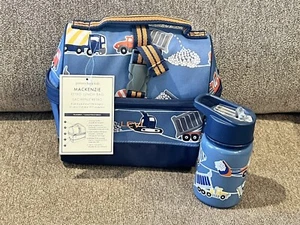 Pottery Barn Kids Blue Construction Retro Lunch Bag Box, Mono Levi, Water Bottle - Picture 1 of 3