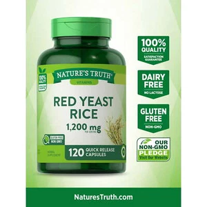 Nature's Truth Vitamin Red Yeast Rice Quick Release Capsules 1200mg 120Ct 2 Pack - Picture 1 of 6