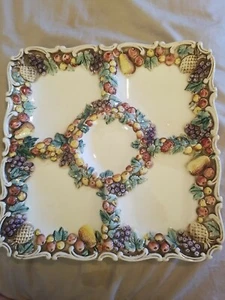 Vintage Lefton Della Robia Japanese China 5 Compartment Serving Tray. 1961. Rare - Picture 1 of 12