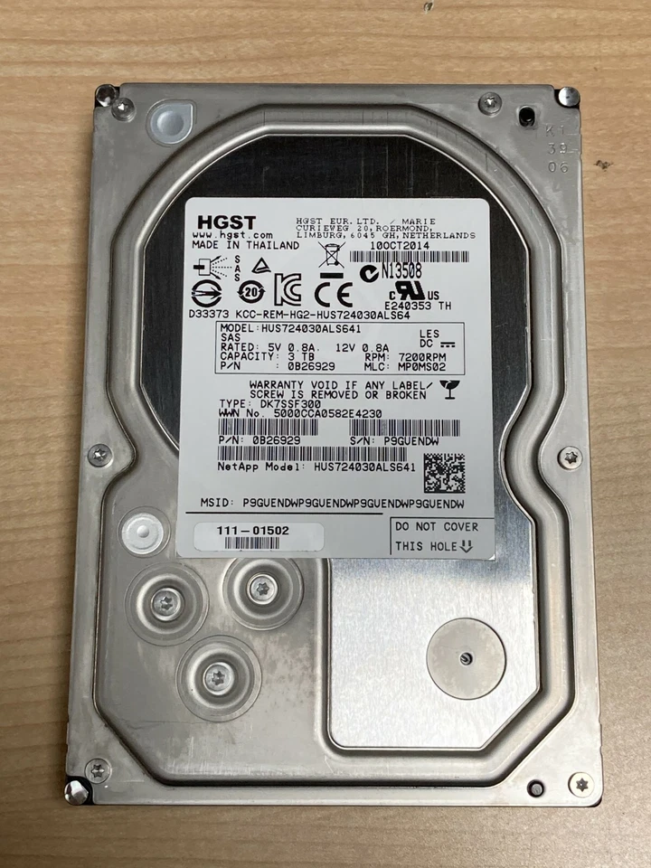 0B26929 HGST ULTRASTAR 3TB 7200RPM SAS 3.5'' HUS724030ALS641 HD HDD Hard Drive - Image 1 of 1