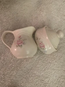 Vintage Pfaltzgraff Tea Rose Sugar Bowl with Lid and Creamer Set Stoneware - Picture 1 of 4