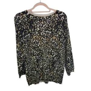Talbots animal print pure cashmere sweater womens XL - Picture 1 of 7