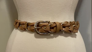 Michael Kors Beige Kunstleder Gürtel Größe Small Poliert Gold Farbe Schnalle �� - Bild 1 von 3