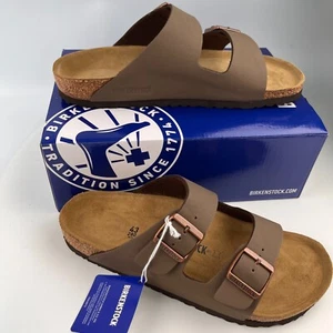 Birkenstock Arizona Birko-Flor Birkibuc Mocha Leather Sandal Select Size-New - Picture 1 of 7