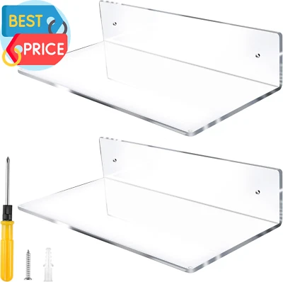 Estante flotante acrílico en forma de L de 12 pulgadas estantes montados en la pared invisibles de 5 mm de grosor Foto 1 de 4