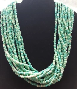 Vintage Necklace 12 Multi Strand Beads Faux Turquoise Howlite Stones 22" - Picture 1 of 8