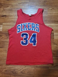 Universal Athletic '86 Sixers Charles Barkley #34 White 76ers Red Tank Top Rare - Picture 1 of 5