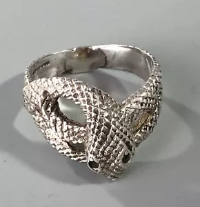 Vintage 9ct White Gold Snake Ring 6.5g Size S.5 A70017 - Picture 1 of 4