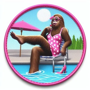 Female Bigfoot Patch Printed Embroidered Iron-on Applique Cryptid Legend Funny - Picture 1 of 11