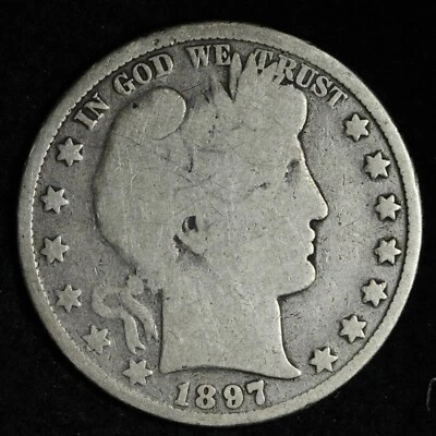 1897 Barber Silver Half Dollar CHOICE GOOD E273 WCM - Image 1 of 2