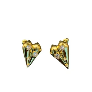 Personalized Retro Heart Shape Inlaid Zircon Earrings Stud Women Jewelry Gifts - Picture 1 of 6
