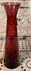 Vintage Delicate Amethyst Art Glass Mini Ewer Pitcher w/ Clear Applied Handle - Picture 1 of 8