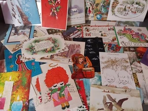 Vintage Christmas Cards Cut Out Crafting Lot Emphemra Scrapbook - Picture 1 of 7