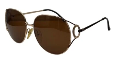 Vintage Christian Dior 2788 Brown Gold Round Sunglasses Austria W/ NEW LENSES! - Image 1 of 4