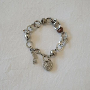 Mouche Love Heart Stone Silver Bracelet Q01 - Picture 1 of 7