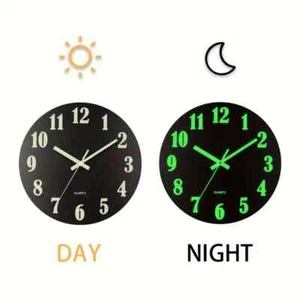 Wall Clock Large Luminous Quartz Night Light Glow In The Dark Silent Home 12 in - Picture 1 of 31