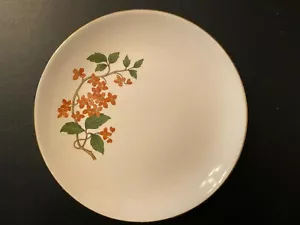 Homer Laughlin Rhythm RY155 orange flowers gold trim 7 1/8" dessert plate bread - Picture 1 of 3