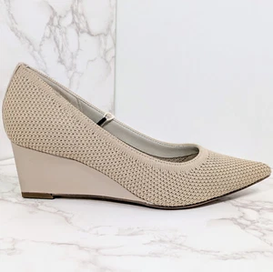 NEW Sanctuary Women's Perky Pointed Toe Wedge Pump Flax Beige 5.5M - Picture 1 of 12