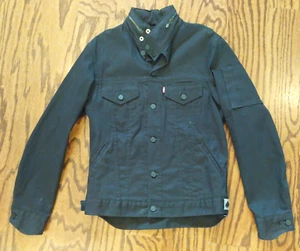 Levis Black Denim Commuter Trucker Jacket Size Small Reflective Packable Hood - Picture 1 of 5