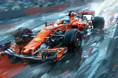 F1 Racing Car Formula 1 Canvas Picture Print Wall Art - Image 1 of 3