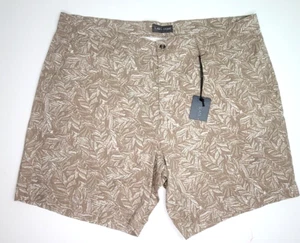 Slate & Stone men shorts Ross Novelty 38 brown white leaves NWT - Picture 1 of 5