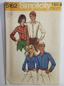 "Simplicity Patrón de Costura #5162 Camisa Ajustada al Cuerpo Falta Talla 12 Busto 34" - Imagen 1 de 2