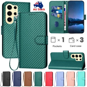 For Samsung S24 S23 FE S22 S21 S20 Ultra S10 Plus Leather Wallet Case Flip Cover - Picture 1 of 29