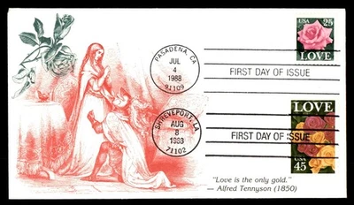 Mayfairstamps US FDC 1988 Roses Couple First Day Cover aau_67563 - Image 1 of 2