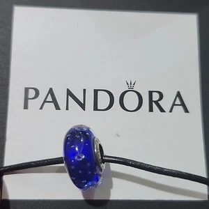 Pandora Plata Esterlina Azul Oscuro Efervescencia Cuentas de Cristal de Murano 791630cz - Imagen 1 de 4