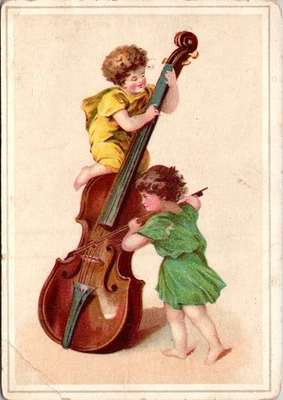 Violoncelo vintage vitoriano para meninas e meninos Rinesmith & Co. Cartões comerciais fogões Carlisle PA - Imagem 1 de 3