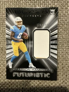 Parche de novato futurista Omarion Hampton 2025 Panini negro FB/199 cargadores de radiocontrol - Imagen 1 de 2