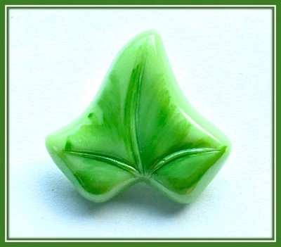 Vintage Czech Glass Realistic LEAF.  Pretty Paint Detail. 1" - Image 1 of 4