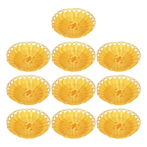  10pcs Woven Bread Basket: Plastic Wicker Fruit Baskets - Imitation Rattan Food - Picture 1 of 12