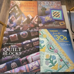 Lot of 4 Quilts / Quilting Books - Patchwork Celtic Cross Stitch Blocks 30's - Imagen 1 de 6