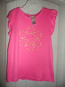 Cute Derek Heart girls size 12 pink flutter sleeve smile face flower shirt NWT - Picture 1 of 4