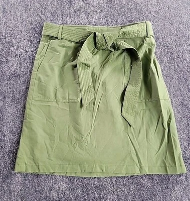 Falda para mujer J Crew con cinturón verde oliva mezcla de algodón falda nueva con etiquetas Foto 1 de 4