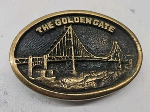 VINTAGE 70s San Francisco Golden Gate Bridge BTS Solid Brass Belt Buckle USA - Picture 1 of 2
