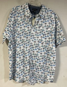 Silver Jeans Button Up Shirt Mens 2XL White Tropical Cotton Woven Casual, NWT - Picture 1 of 5