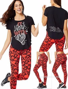 Zumba It All Starts w Heart Tee Shirt Top -from U.K. Convention-EliteZWear RARE - Picture 1 of 3