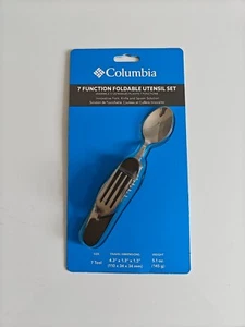 Columbia 7 Function Foldable Utensil Set NEW Camping Survival Stainless Steel - Picture 1 of 3