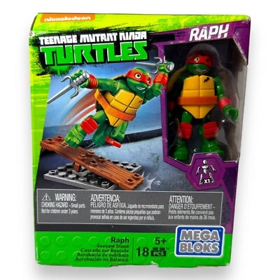 Juego de 18 piezas de juguete de acrobacias Teenange Mutant Ninja Turtles Mega Bloks Raph Seesaw Foto 1 de 4