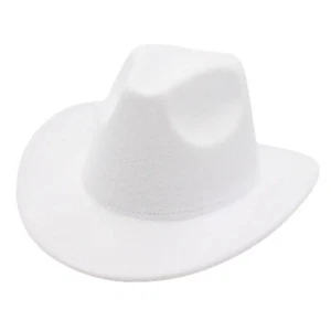 White Western Cowboy, Cowgirl Hat, Adjustable Cotton & Polyester, Men Women - Picture 1 of 6