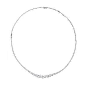 5.34 Ct Lab Grown CVD Round Diamond Chain Necklace 14k White Gold Christmas Gift - Picture 1 of 8