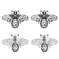 08399 Antiqued Silver Vintage Alloy 3D Cute Hollow Bee Insect Pendant Charm 5PCS
