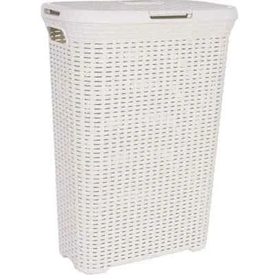 Curver Wäschekorb 60L Rattan Wäschebox Wäschekörbe Wäschesammler Creme - Bild 1 von 4