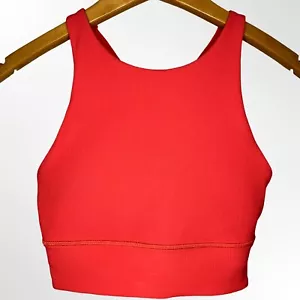 Reggiseno Lululemon Energy collo alto linea lunga donna 4 garofano rosso costine incrociato - Foto 1 di 11